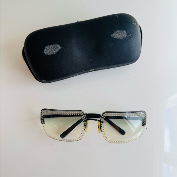 RARE🩵 Y2K Chanel rimless Light blue Swarovski sunglasses - Picture 12 of 13